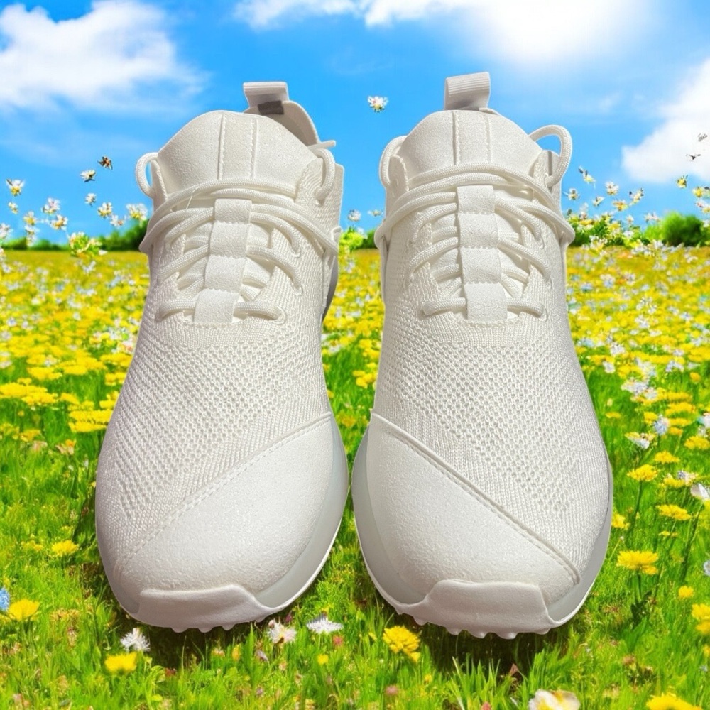 White Sneakers with Cushioned Sole and Mesh Upper 8